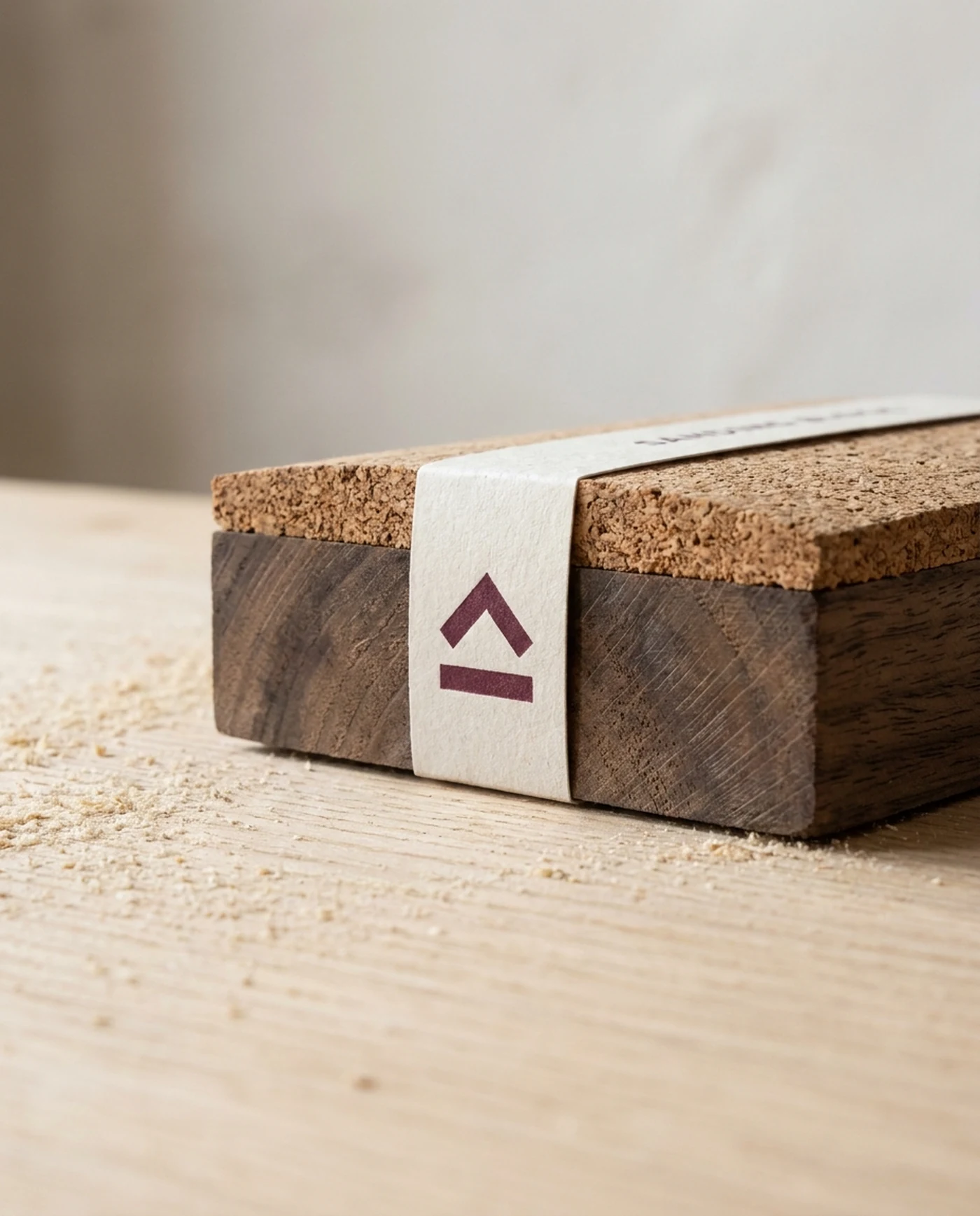 Sanding Block, Cork-Faced Hardwood — material and maker's mark detail