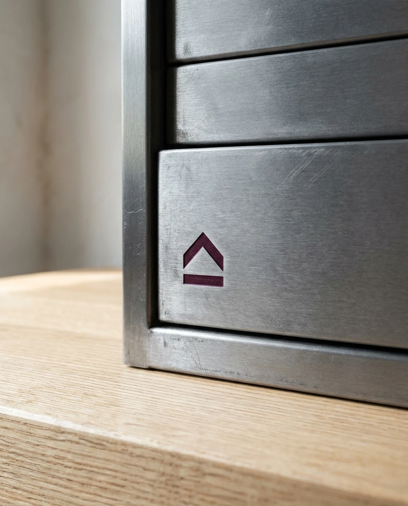 Roller Cabinet, 9-Drawer with Top Chest — material and maker's mark detail