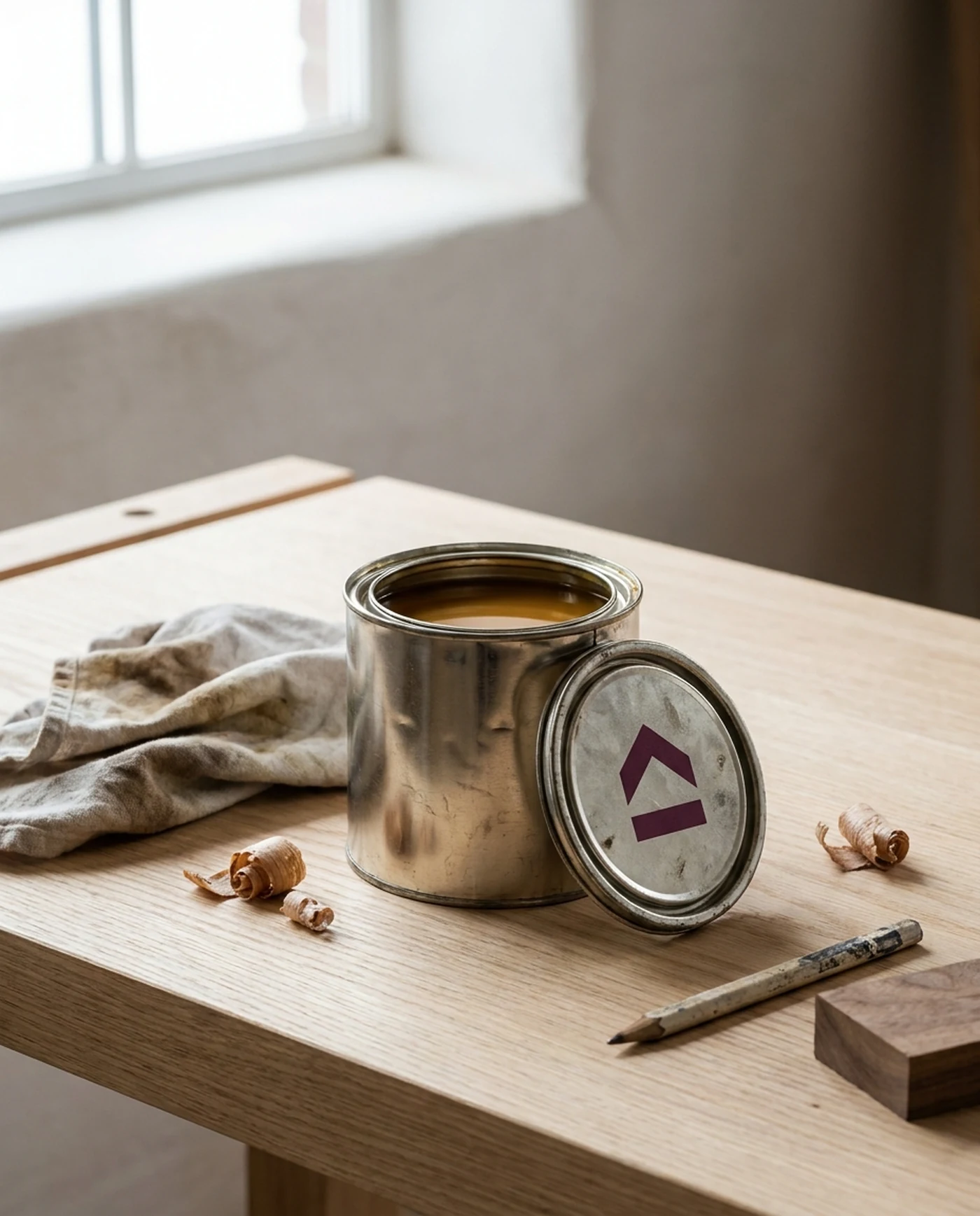 Finishing Oil, 1L Hardwax — in use on the workbench