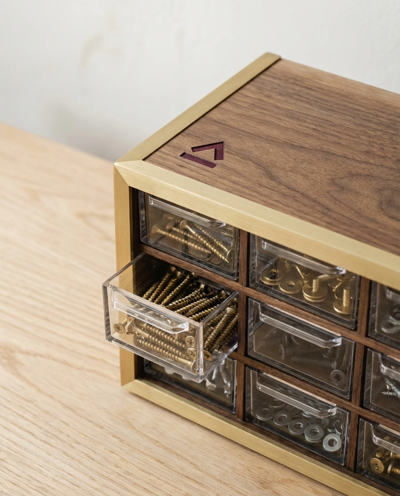Fastener Assortment, 1,200-Piece Cabinet — material and maker's mark detail