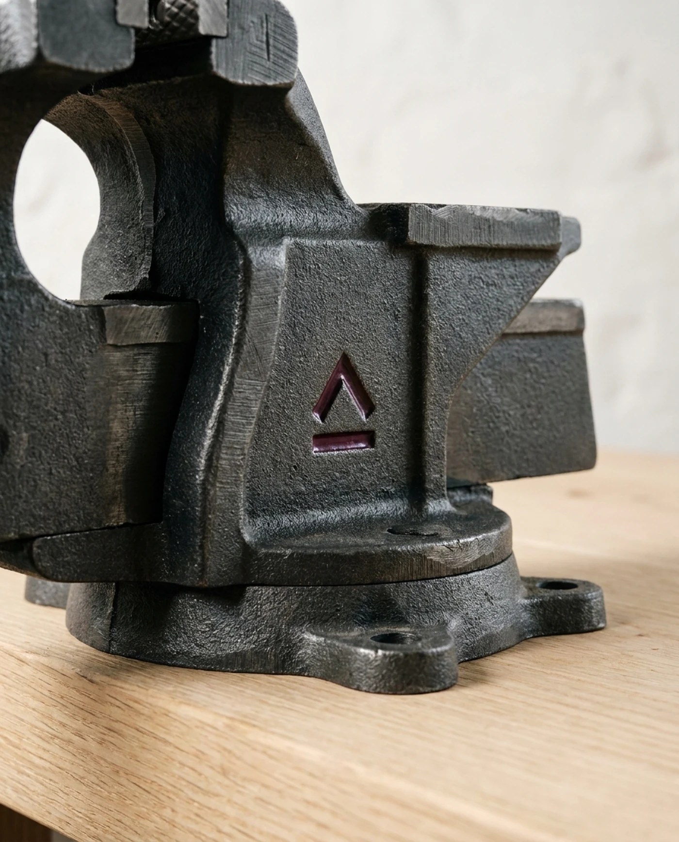 Bench Vice, 6in Cast Iron — material and maker's mark detail