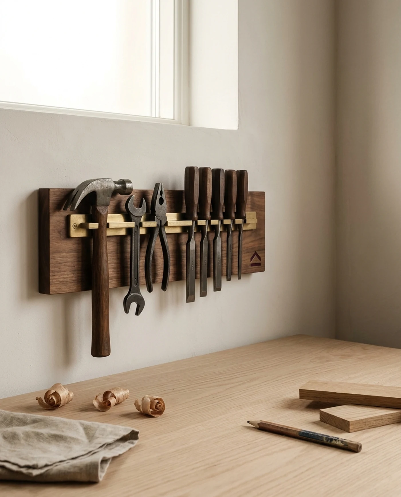 Magnetic Tool Bar, 450mm โ in use on the workbench
