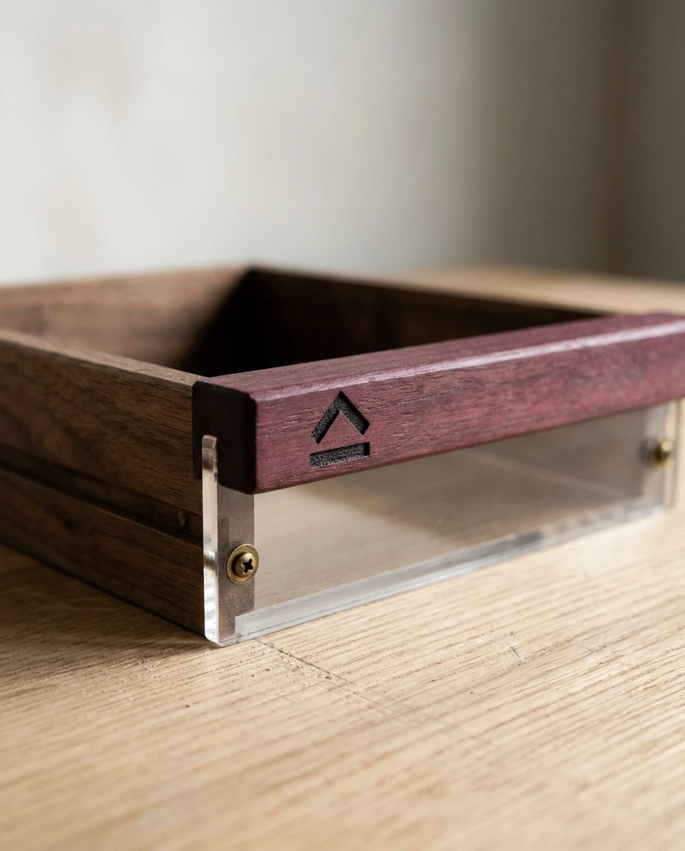 Small Parts Cabinet, 24 Clear Drawers โ material and maker's mark detail