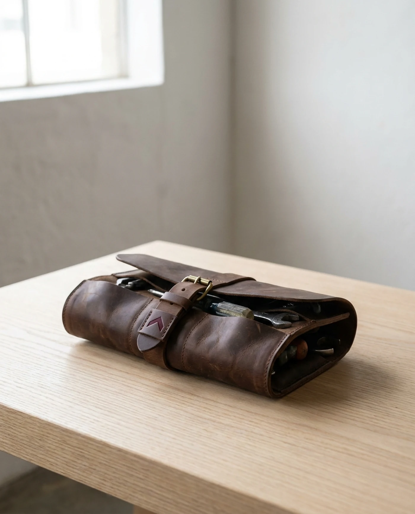 Leather Tool Roll, Oiled Harness Hide — product view