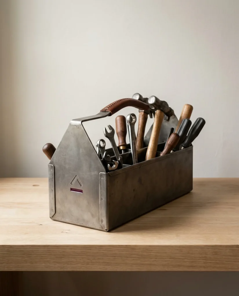 Tool Tote, 20in Steel with Leather Grips — product view